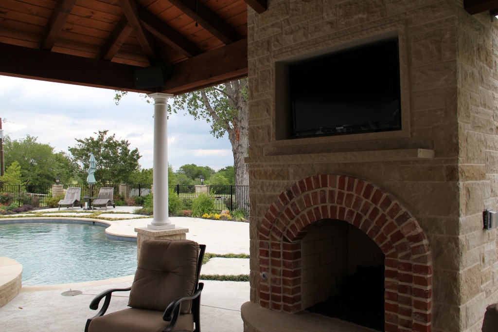 Outdoor Weatherproof Fireplace TV Installation in Dallas-area Sachse, TX